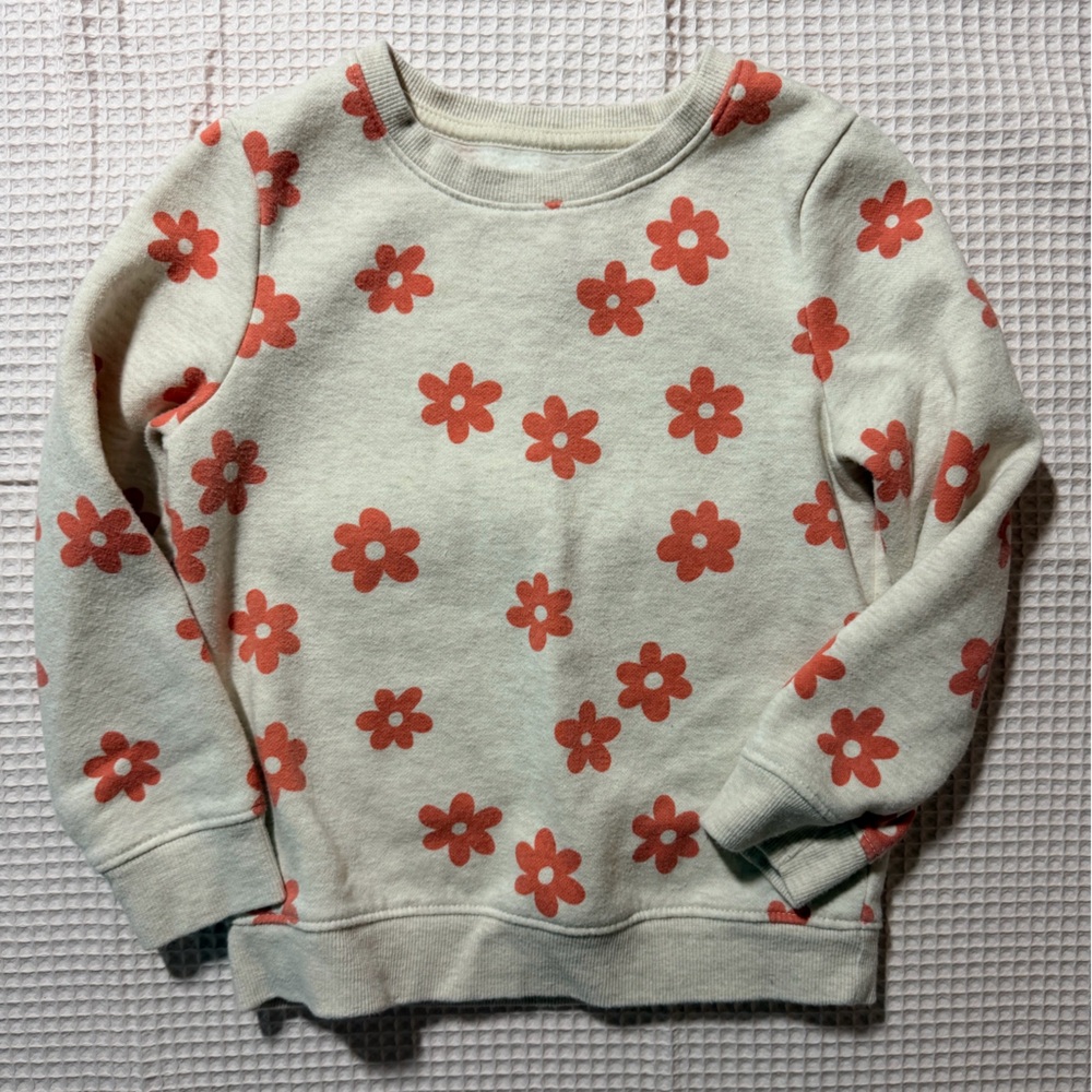 Cat & Jack Cream and Orange Floral Sweatshirt